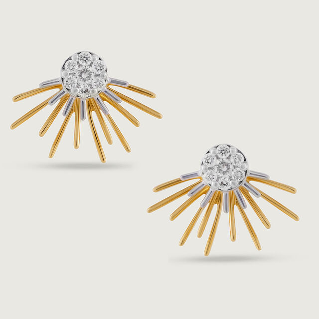 Radiant Sunburst Gold & Diamond Stud Earrings,,hi-res image number null