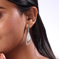 Mother of Pearl Abstract Silver Hoop Earrings,,hi-res view 2
