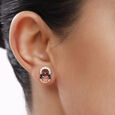 14KT Yellow Gold Sleek Semicircles Diamond Stud Earrings,,hi-res view 3