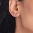 Bold Noir Silver Hoop Earrings,,hi-res view 2