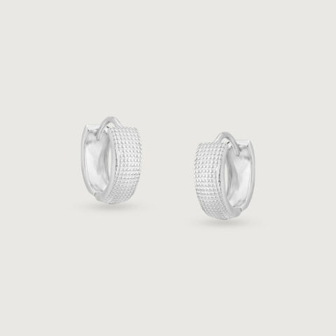 Grid Glow Silver Hoop Earrings