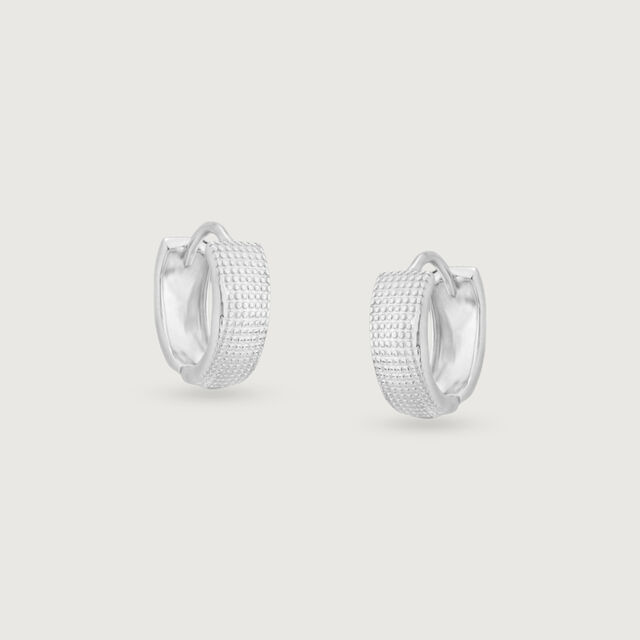 Grid Glow Silver Hoop Earrings,,hi-res image number null