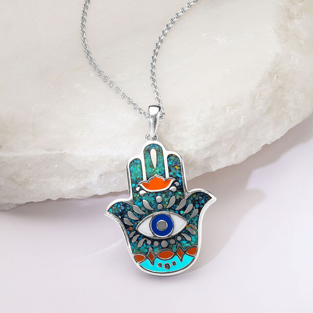 Steller Hamsa Silver Pendant,,hi-res image number null