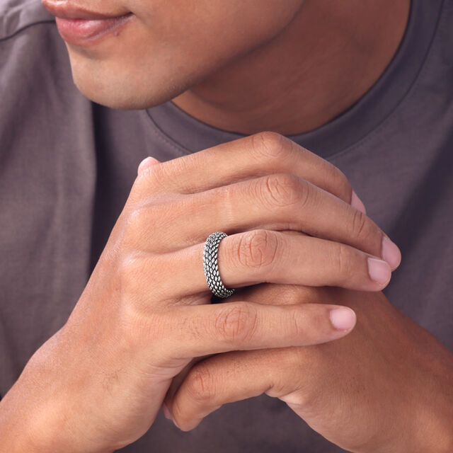 Textured Plate Silver Ring,,hi-res image number null