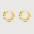 Intricate Lattice Gold Hoop Earrings,,hi-res view 4