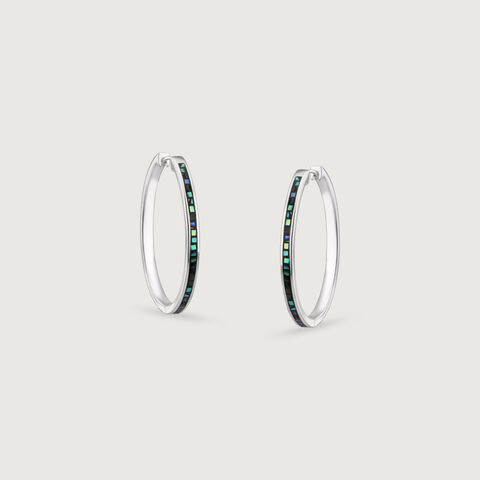 Vibrant Sleek Abalone Silver Hoop Earrings