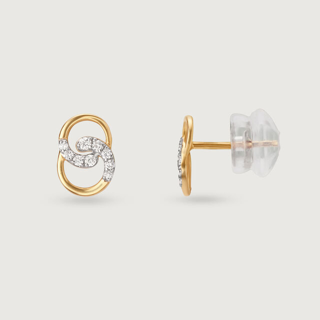 Willow Whispers 14 Kt Gold & Diamond Stud Earrings,,hi-res image number null