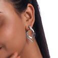 Mother of Pearl Swirl Silver Hoop Earrings,,hi-res view 2