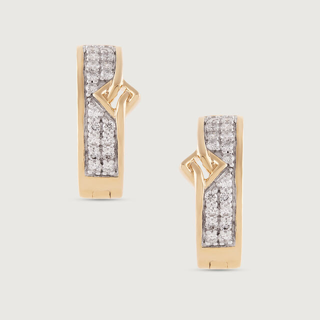 Elegant Vibes Gold & Diamond Hoop Earrings,,hi-res image number null
