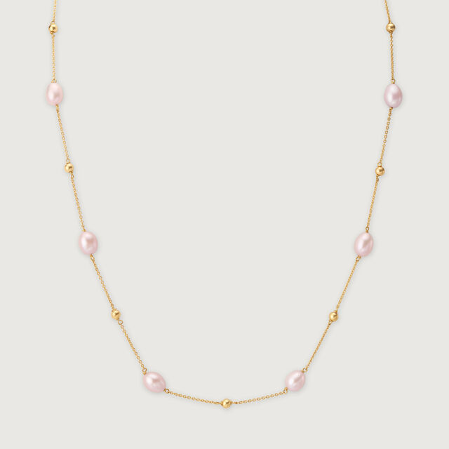 Elegant Lustrous 18KT Gold & Pearl Necklace,,hi-res image number null