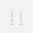 Classic Pearl Silver Drop Earrings,,hi-res view 3