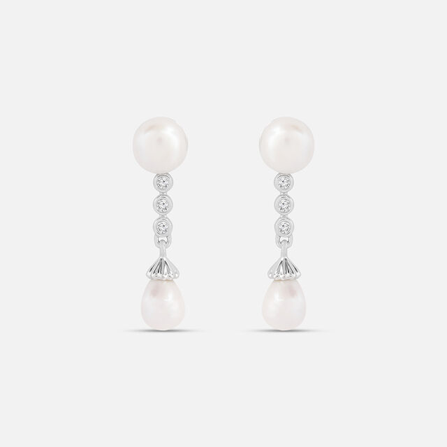 Classic Pearl Silver Drop Earrings,,hi-res image number null