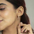 Sculpted Shine Gold & Diamond Hoop Earrings,,hi-res view 2