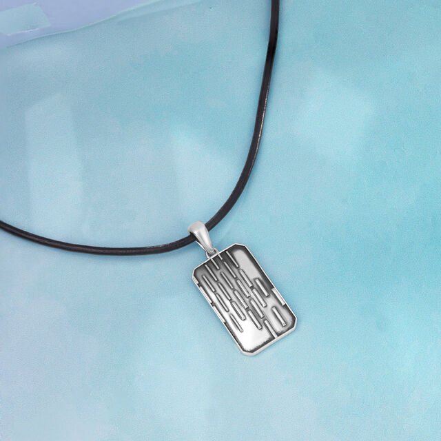 Textured Bar Silver Pendant,,hi-res image number null