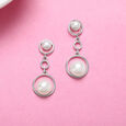 Sleek Pearl Silver Drop Earrings,,hi-res view 1