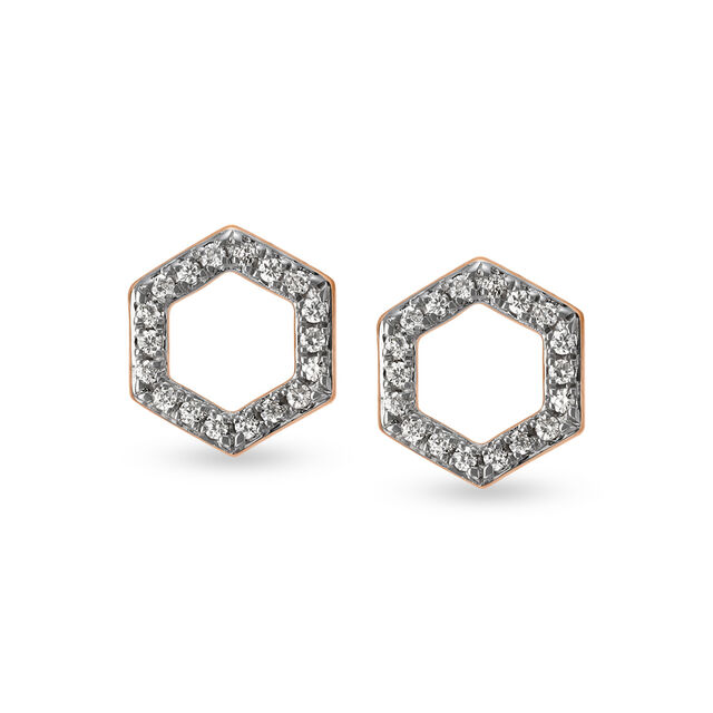 14KT White and Rose Gold Diamond Stud Earrings,,hi-res view 1