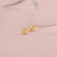 Radiant Cross 14 Kt Gold and Diamond Stud Earrings,,hi-res view 1
