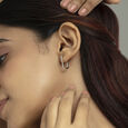 Minimalist Glow Gold & Diamond Hoop Earrings,,hi-res view 2