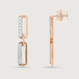 Sleek Link Gold & Diamond Drop Earrings,,hi-res view 4