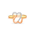 14KT Yellow and Rose Gold Connected Hearts Diamond Ring,,hi-res view 2