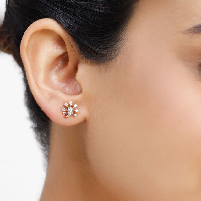 14KT Yellow Gold Shimmering Pear Diamond Stud Earring,,hi-res image number null