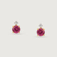 Pink Garnet Passion 14KT Gold & Diamond Stud Earrings,,hi-res view 3