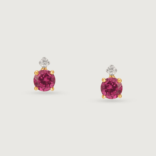 Pink Garnet Passion 14KT Gold & Diamond Stud Earrings,,hi-res image number null