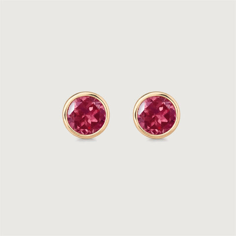 Modern Refined Ruby Gold Stud Earrings