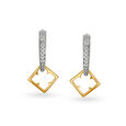 14KT Yellow Gold Diamond Drop Earrings with Square Design,,hi-res view 1