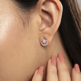 Elegant Swirl Gold & Diamond Stud Earrings,,hi-res view 2