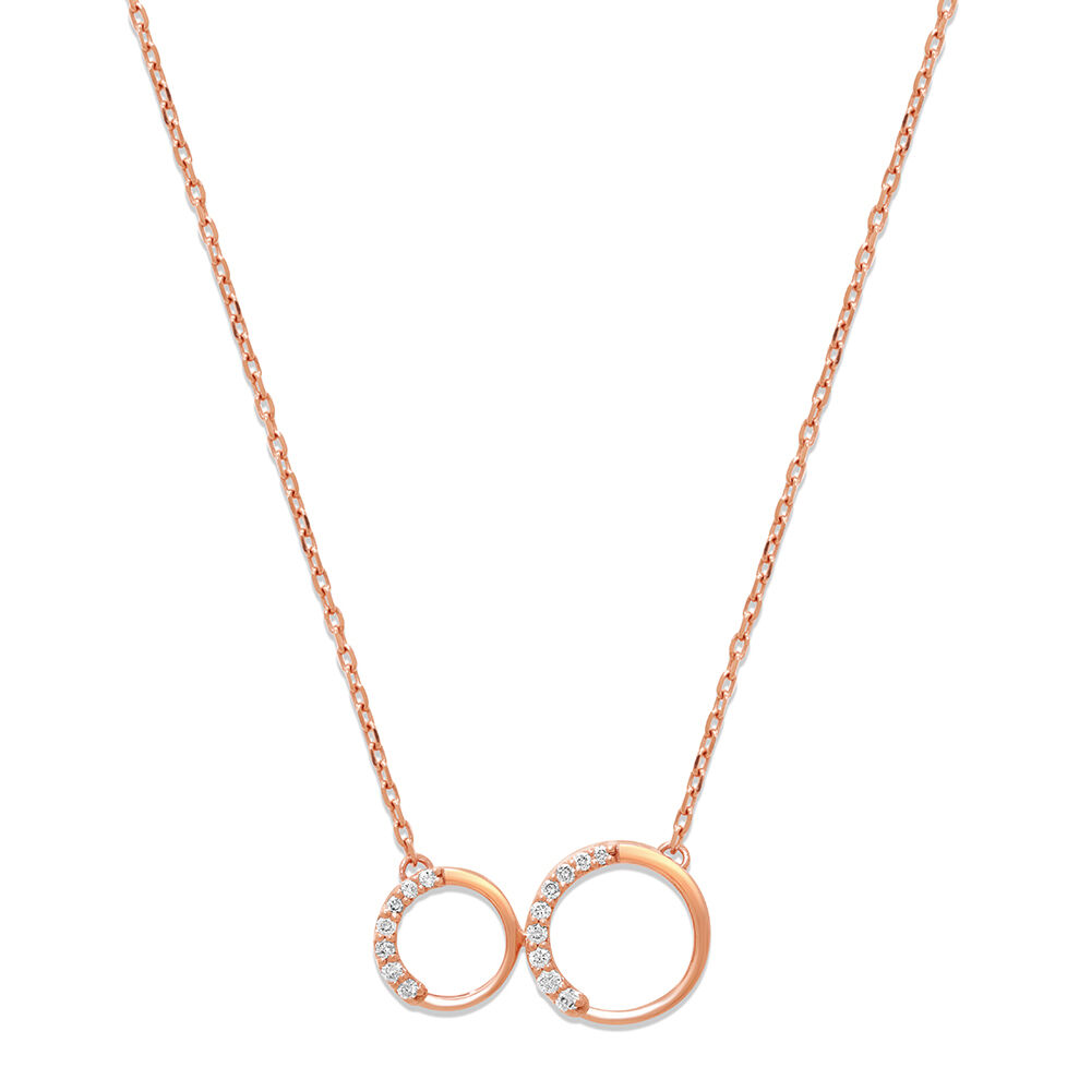 Buy 14KT Rose Gold Shimmering Circles Diamond Pendant with Chain Online Mia by Tanishq