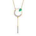 14KT Yellow Gold Rare Emerald and Diamond Split Necklace,,hi-res view 2