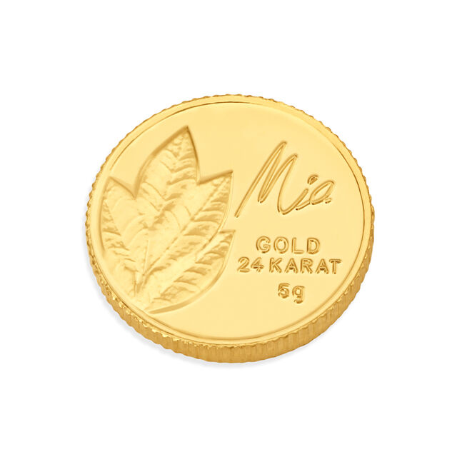 5 GM 24 Karat Mango Leaf Gold Coin,,hi-res image number null