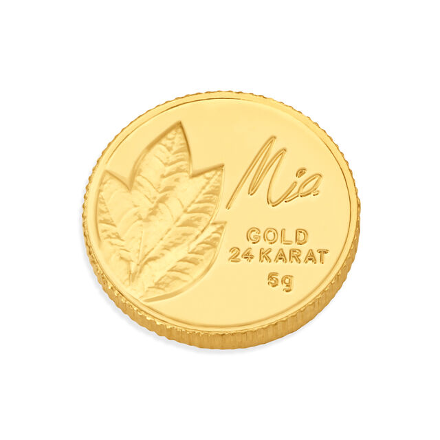 5 GM 24 Karat Mango Leaf Gold Coin,,hi-res image number null