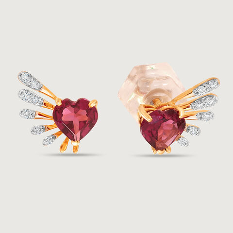 Cupid Edit 14KT Gold Diamond & Pink Garnet Stud Earrings