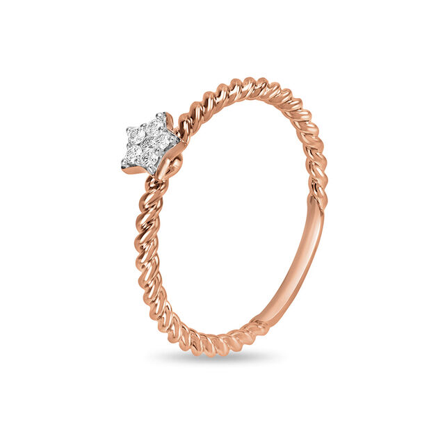 14kt Rose Gold Star Shaped Diamond Ring,,hi-res image number null