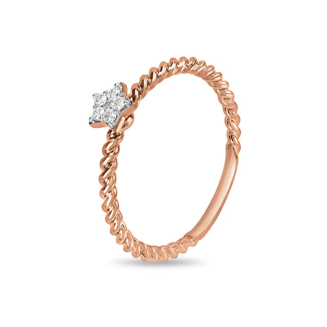 14KT Rose Gold Star Shaped Diamond Ring,,hi-res view 1