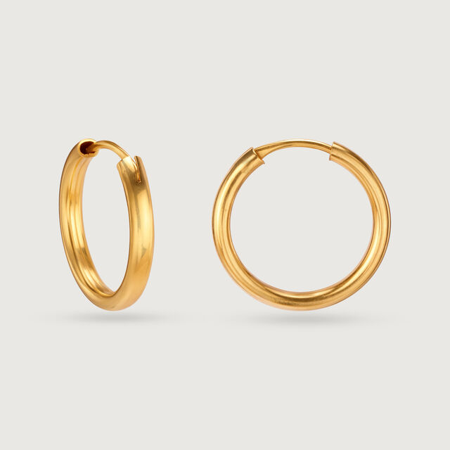 22KT Yellow Gold Timeless Stylish Hoop Earrings,,hi-res view 4