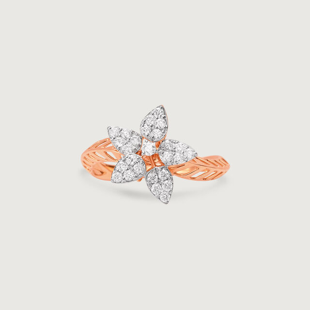 Sparkling Petals Gold & Diamond Finger Ring,,hi-res image number null