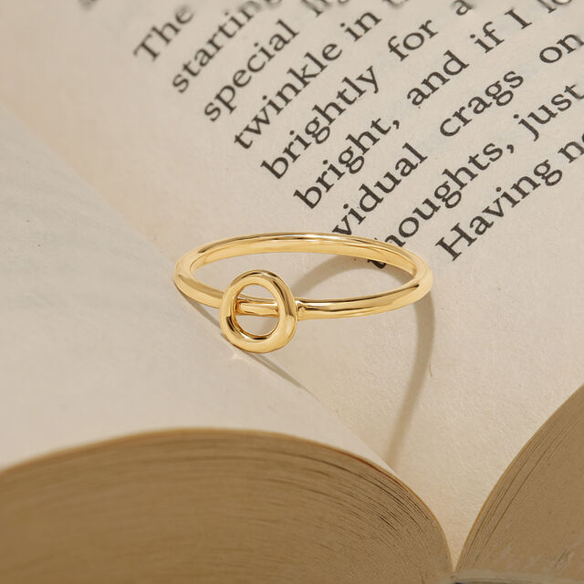 Letter O 14KT Yellow Gold Initial Ring,,hi-res image number null