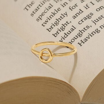 Letter O 14KT Yellow Gold Initial Ring