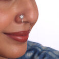 Dreamy Bloom Silver Nose Pin,,hi-res view 2
