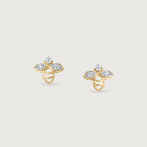 Sleek Buzz Diamond Stud Earrings