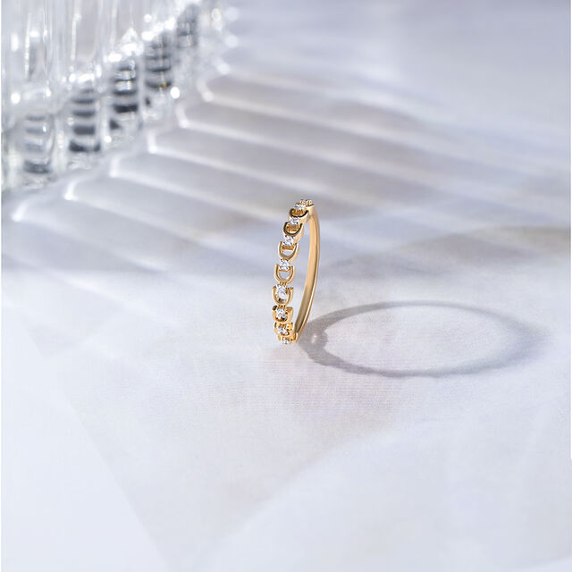 Shimmering Loop Gold & Diamond Finger Ring,,hi-res image number null