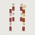 Sparkling Baguettes 14KT Ruby & Diamond Drop Earrings,,hi-res view 4