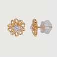 Crochet Bloom Gold and Diamond Stud Earrings,,hi-res view 4