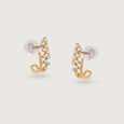 Lattice Cascade Gold & Diamond Stud Earrings,,hi-res view 3