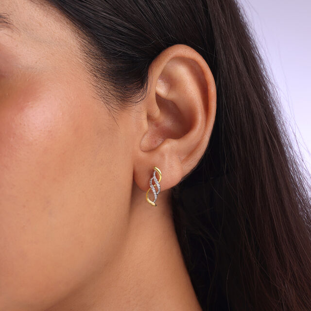 Graceful Twist Gold & Diamond Stud Earrings,,hi-res image number null