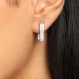 Sinuous Chic Silver Hoop Earrings,,hi-res view 2