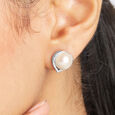 Sparkling Pearl Silver Drop Earrings,,hi-res view 2